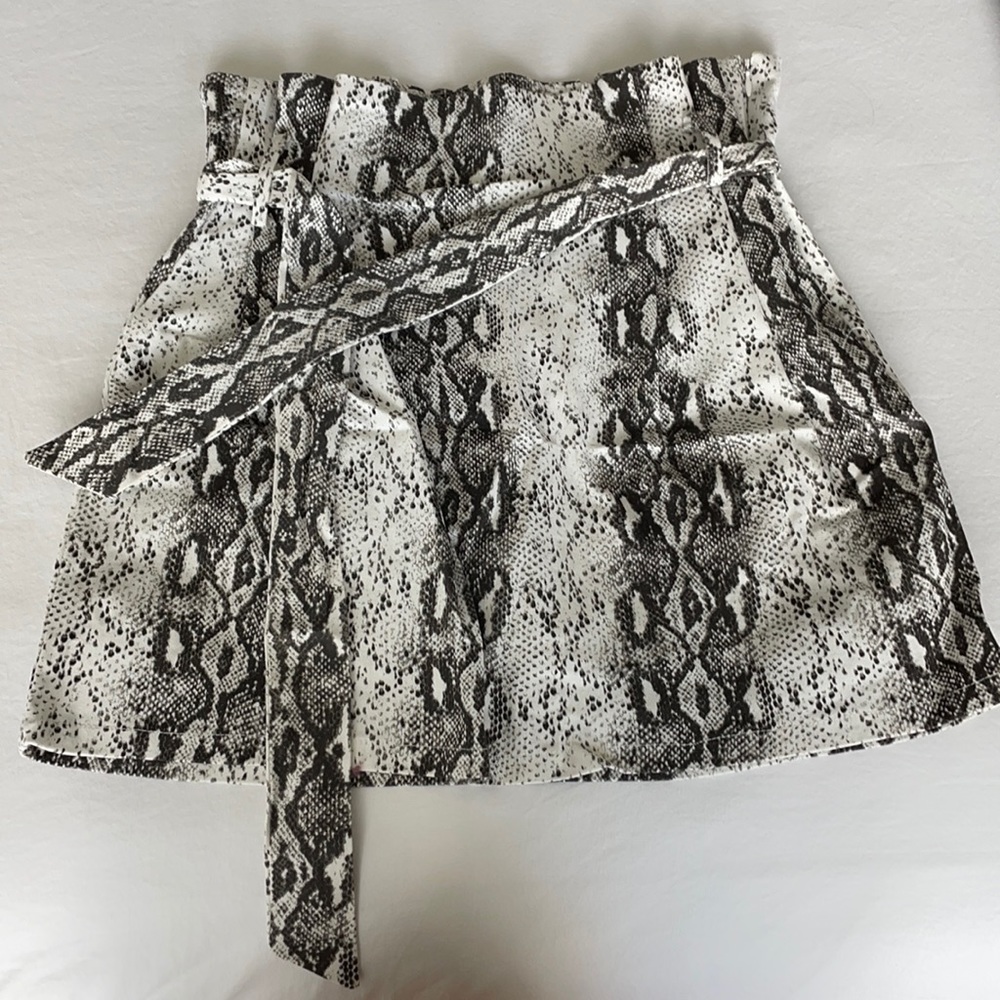 Snakeskin paper bag skirt